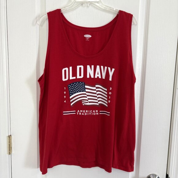 Old Navy 2019 US Flag EveryWear Tank Top American Tradition Red Size XXL - Picture 3 of 7